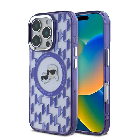 Karl Lagerfeld IML Monogram K&CH Heads MagSafe Zadní Kryt pro Apple iPhone 16 Pro fialová