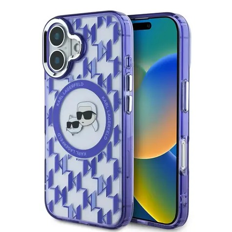 Karl Lagerfeld IML Monogram K&CH Heads MagSafe Zadní Kryt pro Apple iPhone 16 fialová