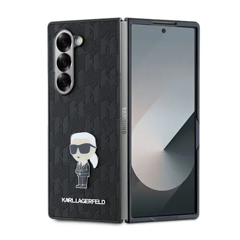 Karl Lagerfeld PU Saffiano Monogram Ikonik Zadní Kryt pro Samsung Galaxy Z Fold 6 černá