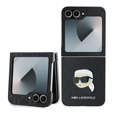 Karl Lagerfeld PU Saffiano Monogram Karl Head Zadní Kryt pro Samsung Galaxy Z Flip 6 černá