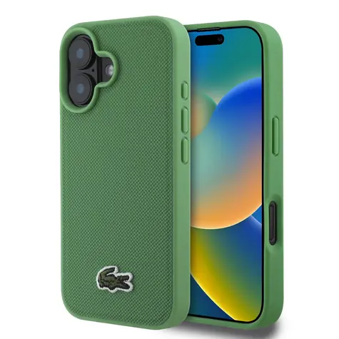 Lacoste Iconic Petit Pique Woven Logo MagSafe Zadní Kryt pro Apple iPhone 16 Plus zelená