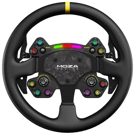 MOZA RS V2 černá / Závodní volant / kůže / 33 cm / 4 pádla / 14 tlačítek 