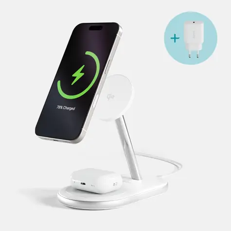 Epico Utrabase EX40 Qi2 Bezdrátový nabíjecí stojánek bílá / MagSafe / 2v1 / 15W