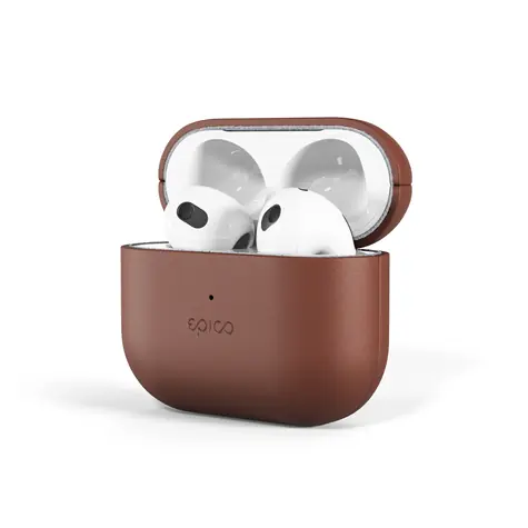 Epico Leather case Ochranné kožené pouzdro pro Apple Airpods 3 hnědá