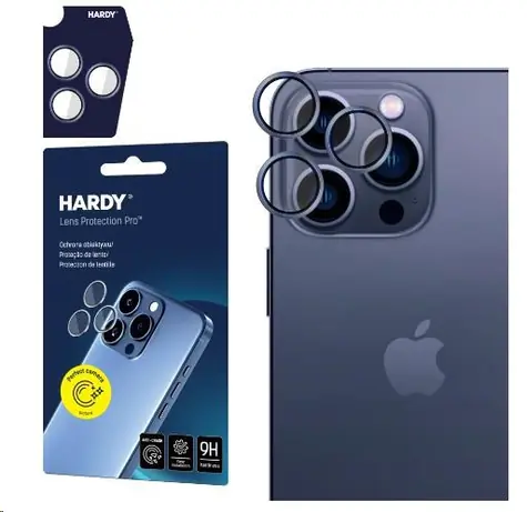 3mk HARDY Lens Protection Pro skla na fotoaparát pro Apple iPhone 15 Pro Blue