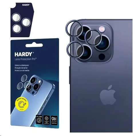 3mk HARDY Lens Protection Pro skla na fotoaparát pro Apple iPhone 15 Pro Max Blue
