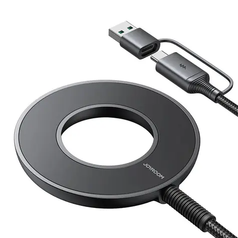 Joyroom JR-WQM03 Magnetická bezdrátová nabíječka USB + USB-C (M) 1.2 m černá