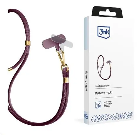 3mk EasyClip šňůrka na telefon Elite Mulberry (gold)