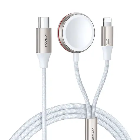 Joyroom S-IW012 Kabel 2v1 USB-C (M) - Lightnig (M) + magnetická nabíječka 1.5m bílá 