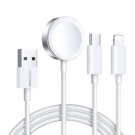 Joyroom S-IW008 Kabel USB-A (M) - Lightning (M) + USB-C (M) + magnetická nabíječka 1.2m bílá 