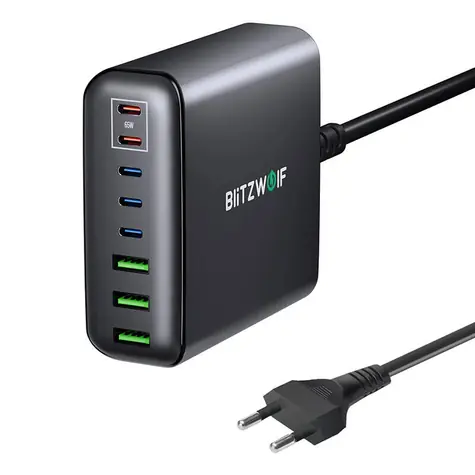 Blitzwolf BW-S26 černá / Síťová nabíječka / 250W / 5x USB-C / 3x USB-A 