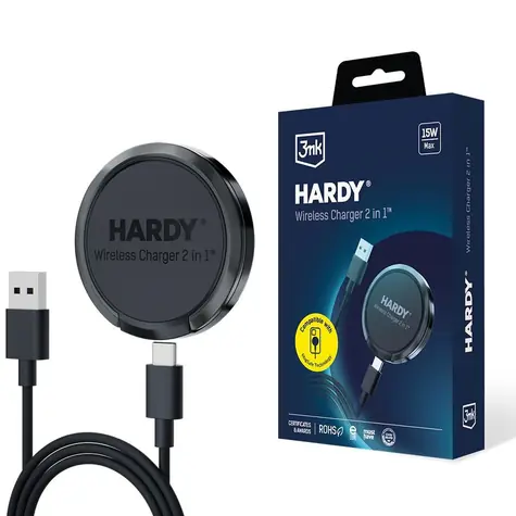3mk HARDY Wireless Charger 2in1 bezdrátová nabíječka s funkcí stojánku 15w černá