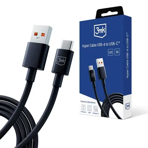 3mk datový kabel - Hyper Cable A to C 1.2m 3A černá