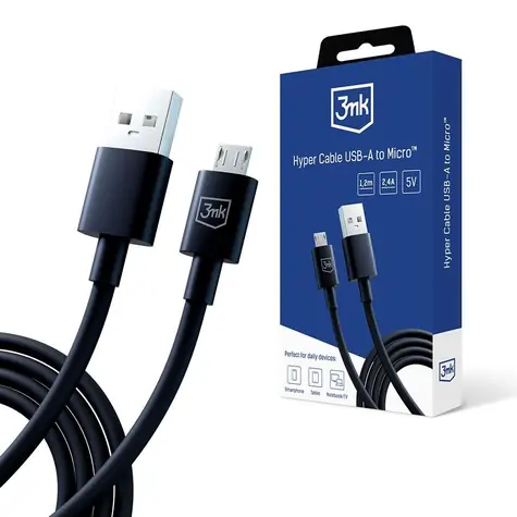 3mk datový kabel - Hyper Cable A to Micro 1.2m 5V 2.4A černá