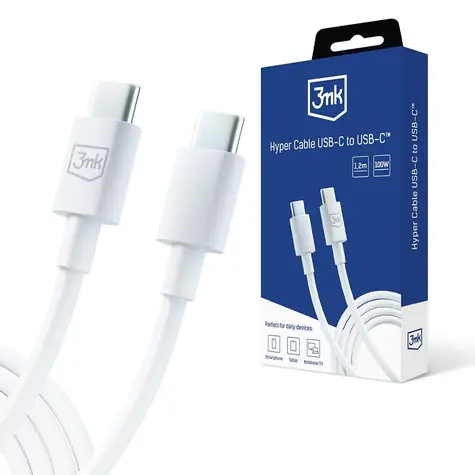 3mk datový kabel - Hyper Cable C to C 100W 1.2m bílá