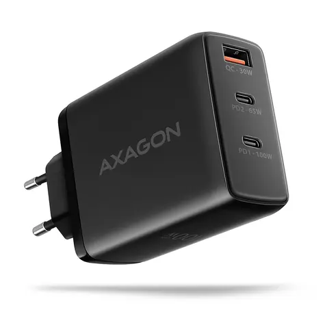 AXAGON ACU-DPQ100 černá / GaN nabíječka do sítě / 1x USB-A / 2x USB-C / 100W