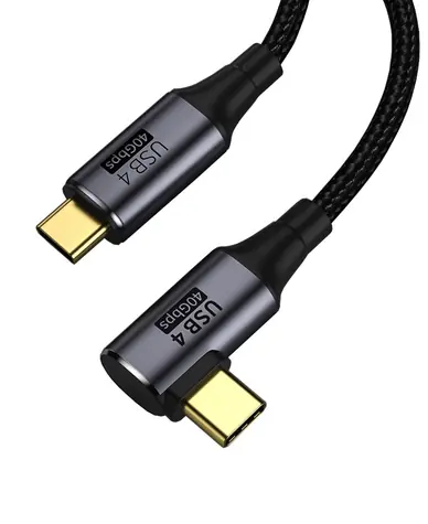 PremiumCord USB4 Gen 3x2 40Gbps 8K@60Hz zahnutý kabel Thunderbolt 3 délka 0.3m
