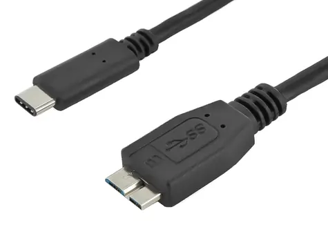 PremiumCord Kabel USB 3.2 C samec - USB 3.0 konektor Micro-B samec 0.6m