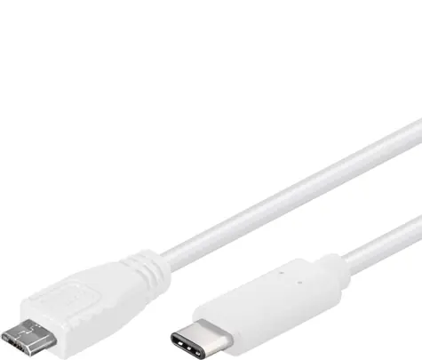 PremiumCord Kabel USB C samec - USB 2.0 konektor Micro-B samec 1m bílá