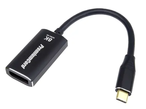 PremiumCord adaptér USB-C na DisplayPort DP1.4 samec-samice 8K@60Hz a 4k@120Hz 15cm
