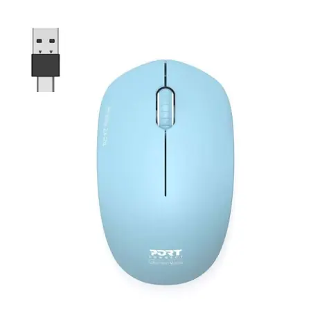 PORT CONNECT Wireless COLLECTION azurová / bezdrátová myš / USB-A/USB-C dongle / 2.4Ghz / 1600 DPI    