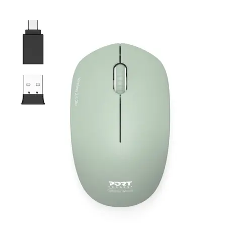 PORT CONNECT Wireless COLLECTION olivová / bezdrátová myš / USB-A/USB-C dongle / 2.4Ghz / 1600 DPI    
