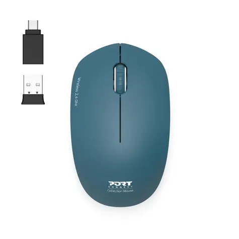 PORT CONNECT Wireless COLLECTION safírová / bezdrátová myš / USB-A/USB-C dongle / 2.4Ghz / 1600 DPI    