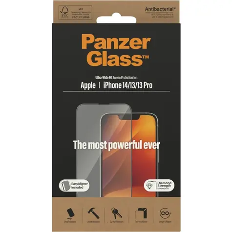 PanzerGlass Tvrzené sklo UWF AB s aplikátorem pro Apple iPhone 14/13 Pro/13 černá