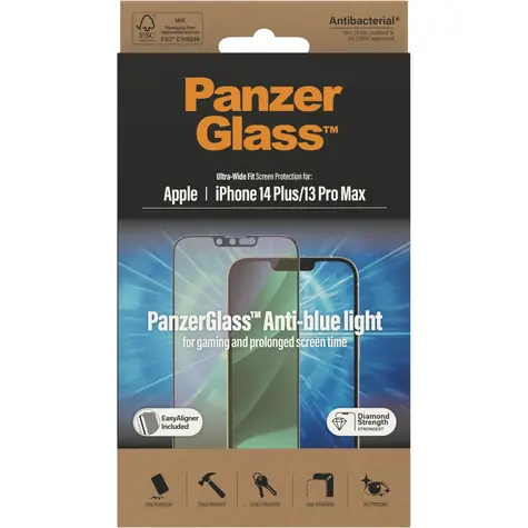 PanzerGlass Tvrzené sklo UWF Anti-Bluelight AB s aplikátorem pro Apple iPhone 14 Plus/13 Pro Max černá