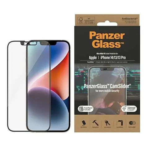 PanzerGlass Tvrzené sklo UWF CamSlider AB pro Apple iPhone 14/13 Pro/13 černá