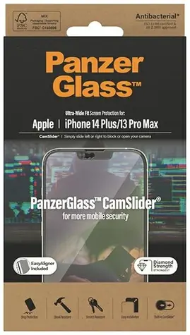 PanzerGlass Tvrzené sklo UWF CamSlider AB pro Apple iPhone 14 Plus/13 Pro Max černá