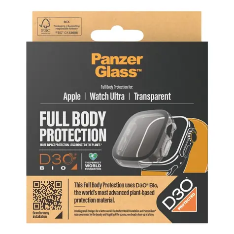 PanzerGlass Tvrzené sklo Full Body D3O pro Apple Watch Ultra/Ultra 2 transparentní