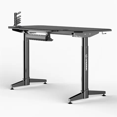 ULTRADESK LEVEL V2 černá / Herní elektricky nastavitelný stůl / 140 x 68 x 72-117 cm / držák sluchátek&nápojů