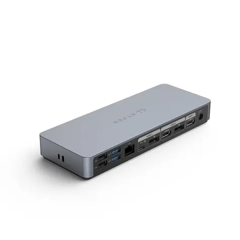 Hyper® HyperDrive USB-C Dokovací stanice 14v1 stříbrná / 2xHDMI 4K60Hz / 1xGigabit / 1x3.5mm / 2xDP / 5xUSB / 2xUSB-C 