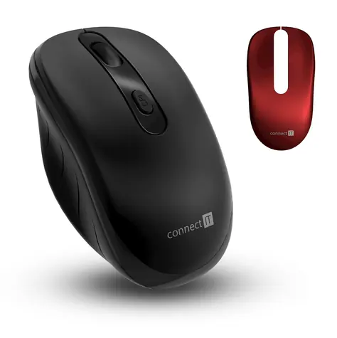 CONNECT IT LONG LIFE černá / Bezdrátová optická tichá myš / 2400DPI / 4 tlačítka / 2.4GHz / 2xAA 