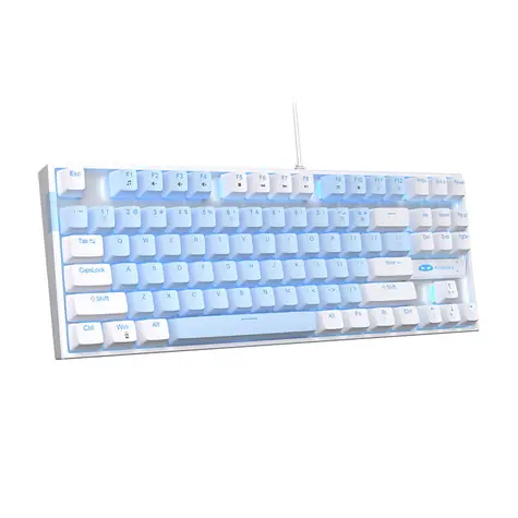 MageGee MK-STAR bílo-modrá / Mechanická klávesnice / US layout / kabel USB-A / RGB podsvícení 