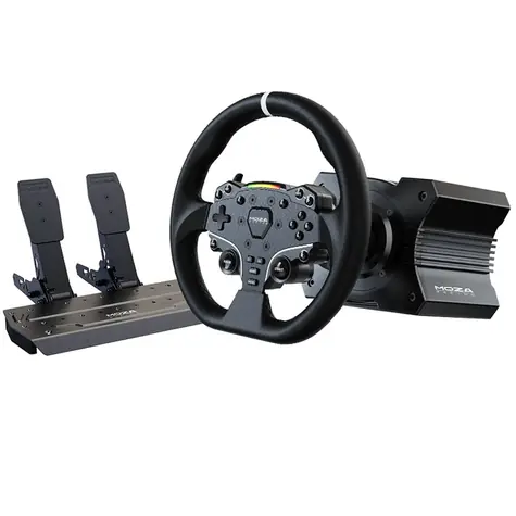 MOZA R5 Racing Set / Závodní sada volantu a pedálu / rozvor R5 DD / pedály SR-P Lite / motáž na stůl 