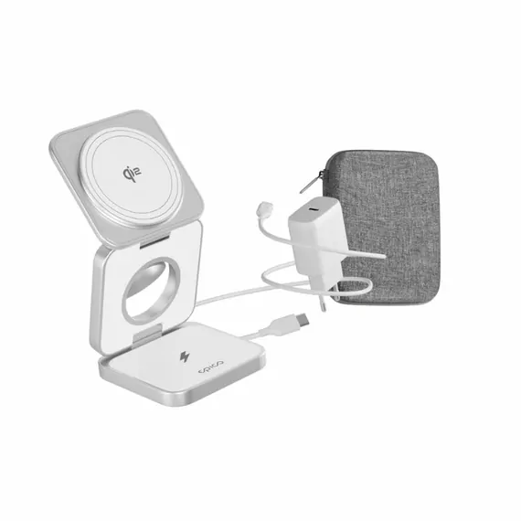 Epico UltraBase EF55 Qi2 Bezdrátový nabíjecí stojánek bílá / MagSafe / 3v1 / 15W