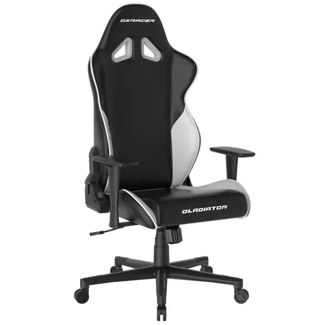 DXRacer GLADIATOR Herní židle černo-bílá / 125-134 cm / syntetická kůže / 130 kg / Područky