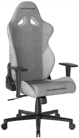 DXRacer GLADIATOR Herní židle šedo-bílá látková / 125-134 cm / látka / 130 kg / Područky