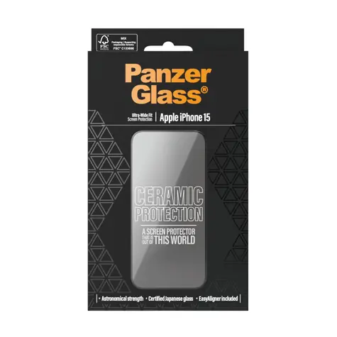 PanzerGlass Ceramic Ochranné sklo pro Apple iPhone 15 / s instalačním rámečkem
