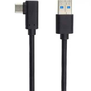PremiumCord Kabel USB Typ C/M 90° ohnutý konektor – USB 3.0 A/M 3m černá