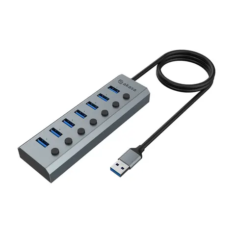 AKASA USB hub / 7x USB-A 3.0 / 5Gbps