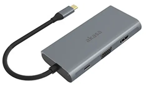 AKASA AK-CBCA21-18BK dokovací stanice / USB-C / VGA / HDMI / RJ45 / 3x USB-A / SD/MicroSD