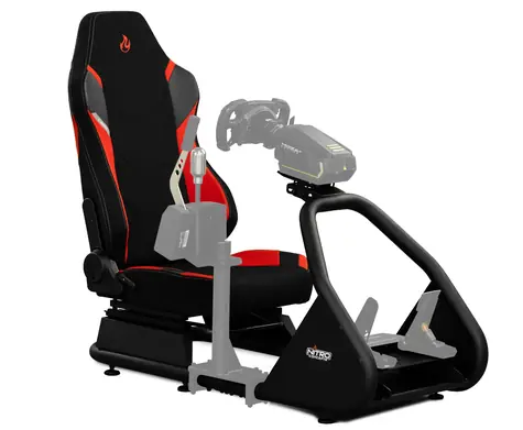 Nitro Concepts S-Racer - X1000 Inferno Red Bundle / Skládací stojan pro volant + Herní židle / tkanina / nosnost 120 kg 