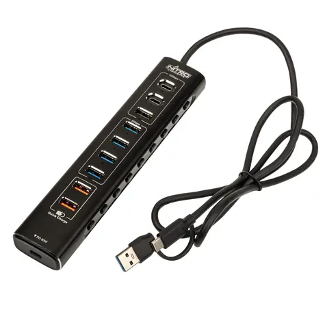 Nitro Concepts UH1 černá / USB Hub / 2x USB-C 3.2 / 1x USB-A 10Gbit-s / 4x USB-A 5Gbit-s / 2x USB-A / 1x USB-C 20W 