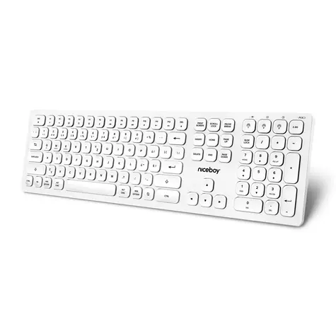 Niceboy OFFICE K30 bílá / Bezdrátová klávesnice / CZ&SK layout / 2.4 GHz USB dongle / BT