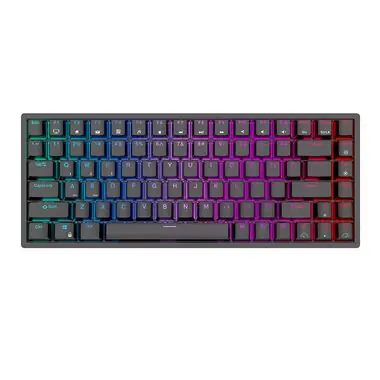 Rozbaleno -  Royal Kludge RK84 RGB hnědé spínače černá / Bezdrátová klávesnice / mechanická / 2.4GHz & BT & USB / rozbaleno