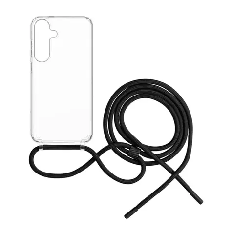 FIXED Zadní kryt Pure Neck s černou šňůrkou na krk pro Samsung Galaxy S25+