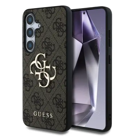 Guess PU 4G Metal Logo Zadní Kryt pro Samsung Galaxy S25 hnědá